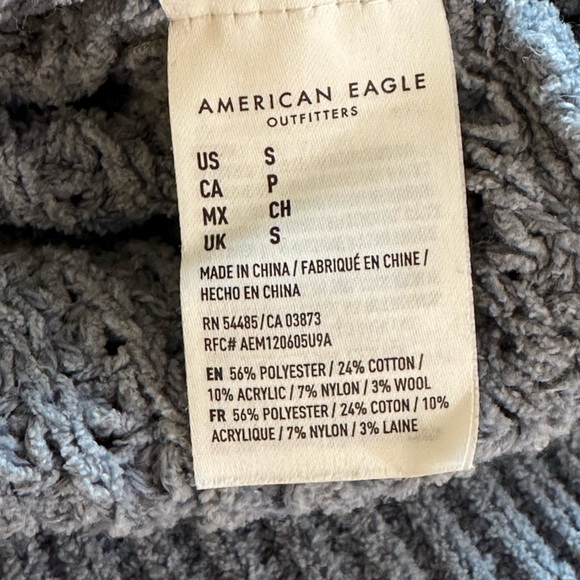 Sz S American Eagle blue mock knit neck sweater wool blend chenille feel soft - Picture 7 of 7